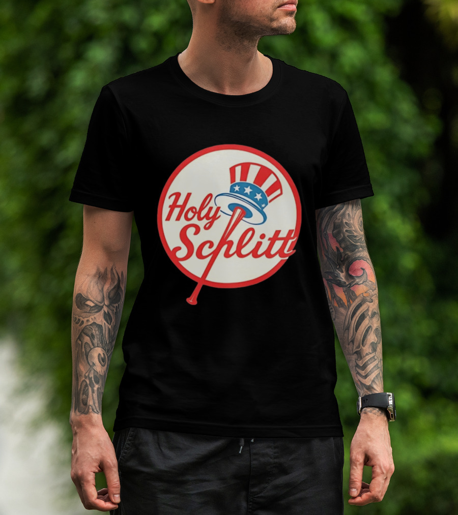 Holy Schlitt Uncle Sam Hat Patriotic Baseball T-Shirt