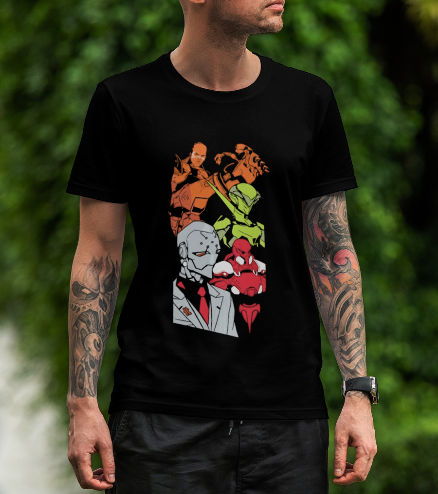 Over Characters Group Sigma Genji Reinhardt Colorful T-Shirt