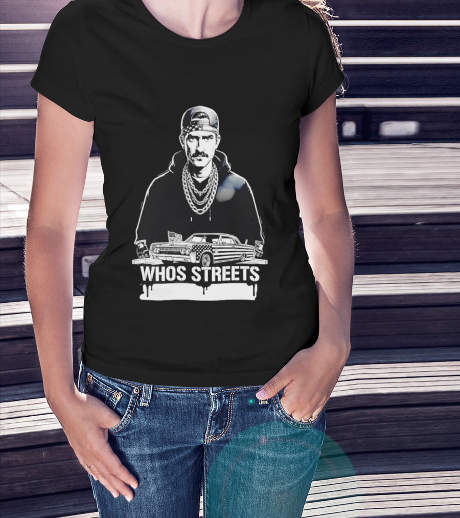 Whos Streets American Flag Car And Man Street Chain Hip Hop Culture T-Shirt