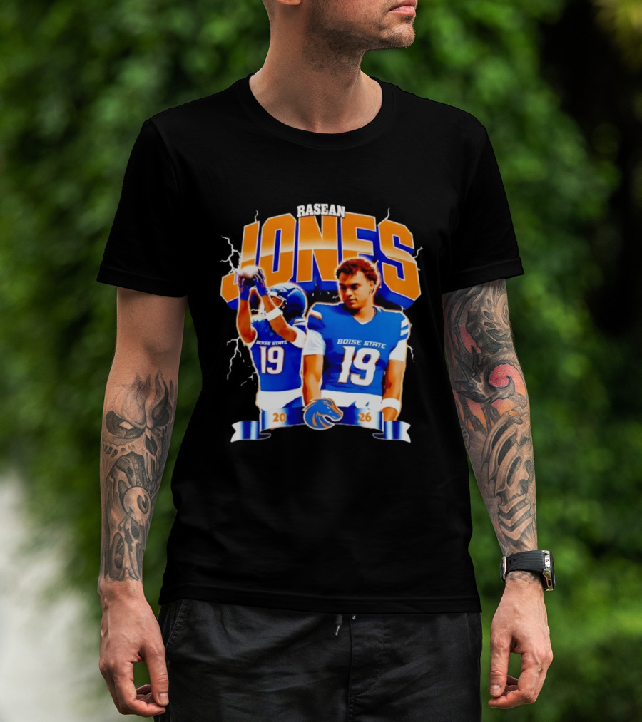 Rasean Jones Boise State Football 2026 Electric Blue Broncos T-Shirt