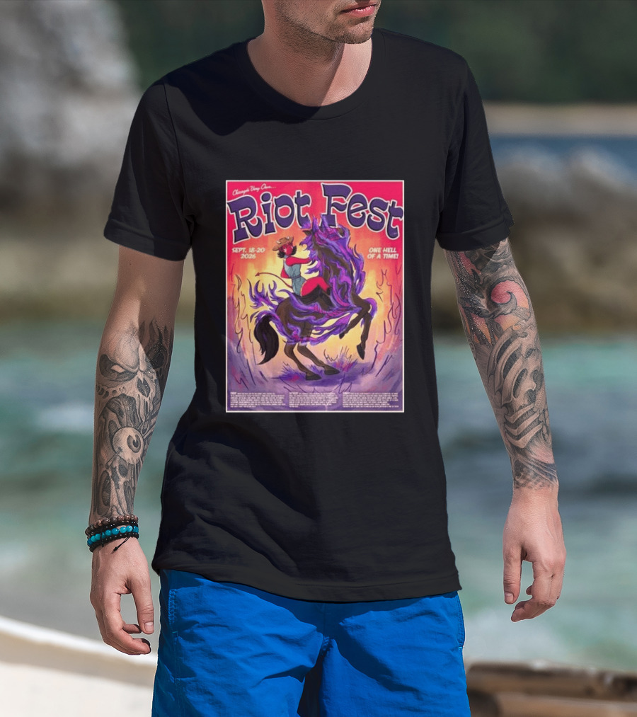 Chicago Douglass Park Riot Fest 2026 Devil Cowgirl Artwork September 18 20 One Hell Of A Time T-Shirt
