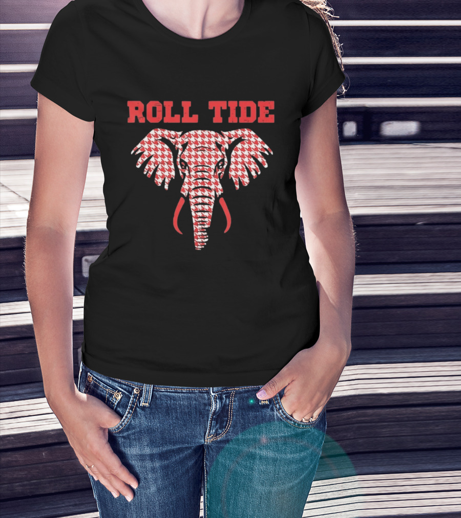 Alabama Crimson Tide Roll Tide Houndstooth Elephant T-Shirt