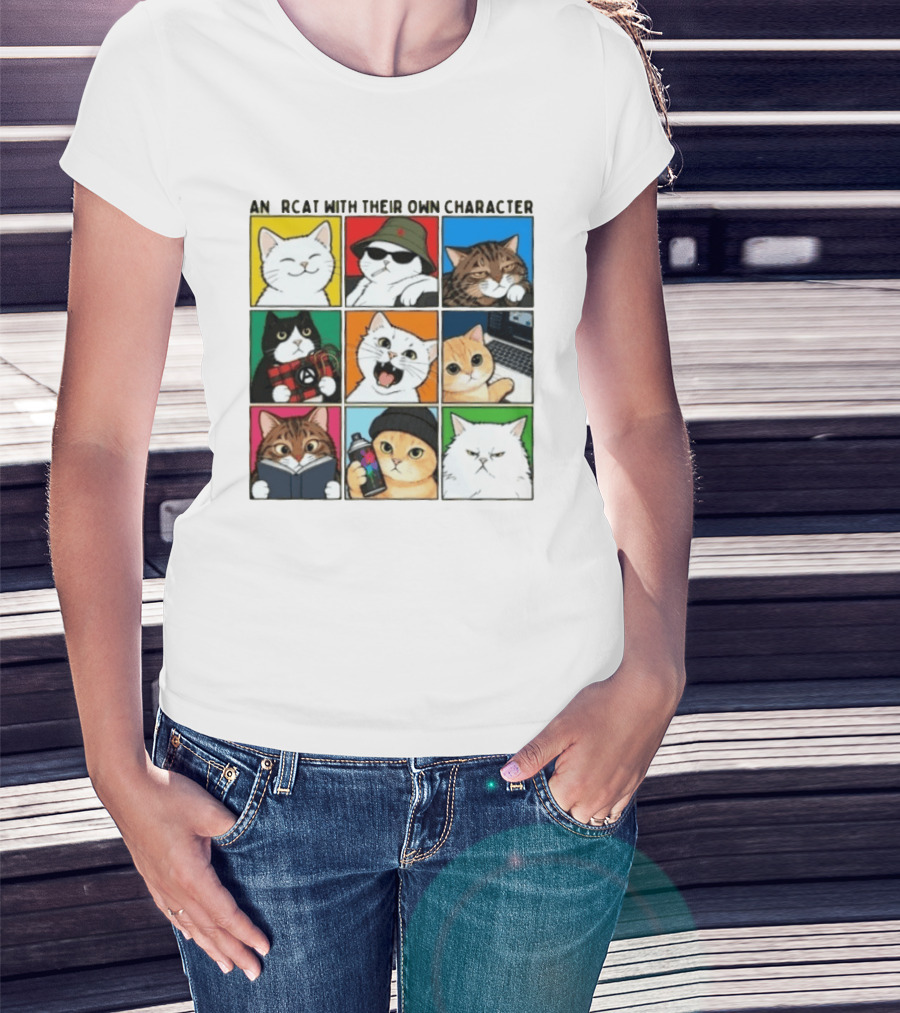 AN RCAT WITH THEIR OWN CHARACTER Cat Collage T-Shirt