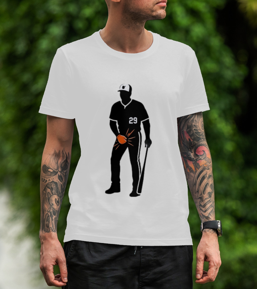 Baltimore Orioles 29 Baseball Player Jersey Black And Orange Glove T-Shirt