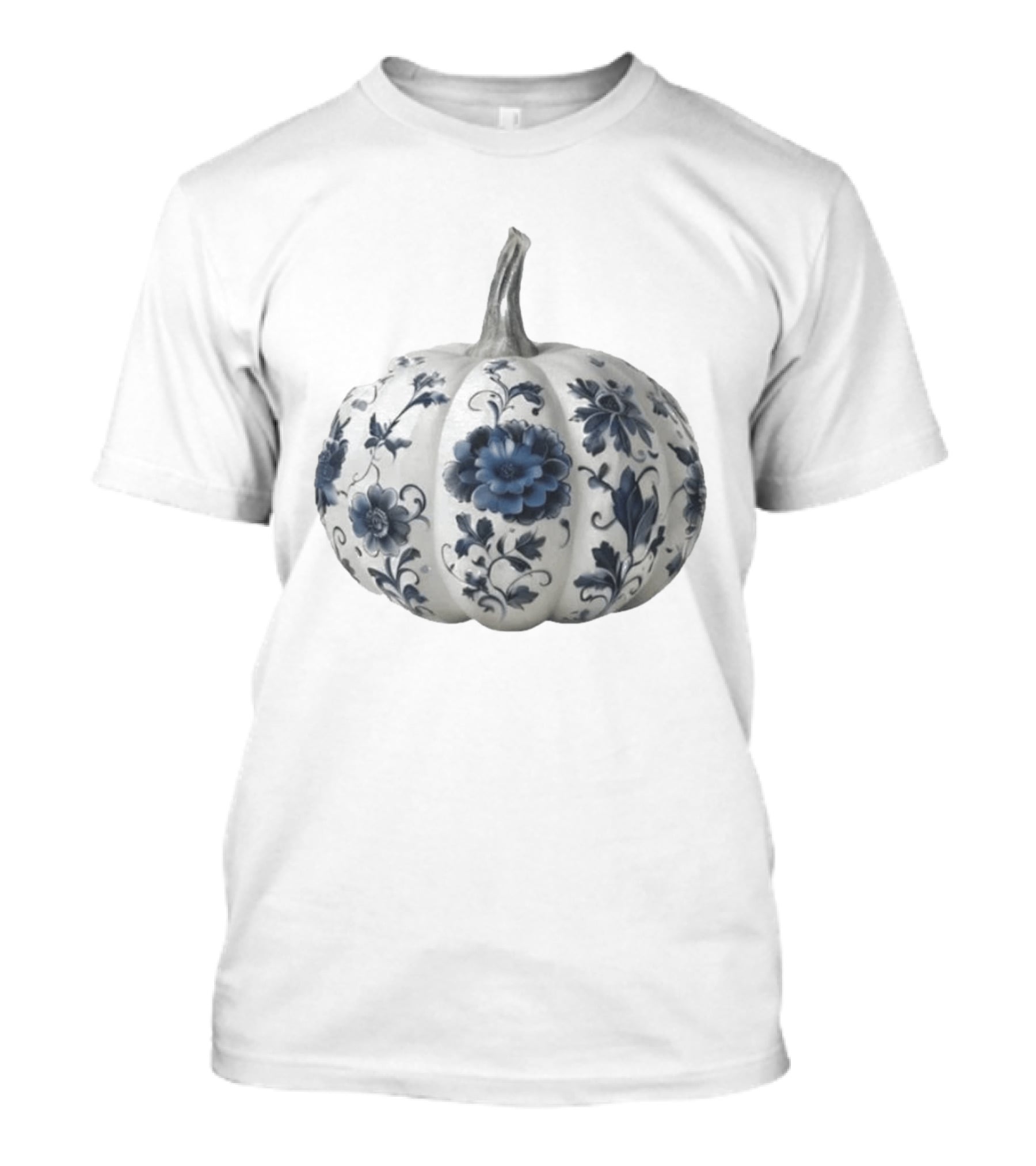 Blue Floral Porcelain Pumpkin China Blue Pumpkin Decor T-Shirt