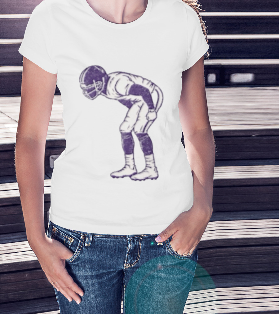 Distressed Purple American Football Player Resting Pose Vintage Look T-Shirt
