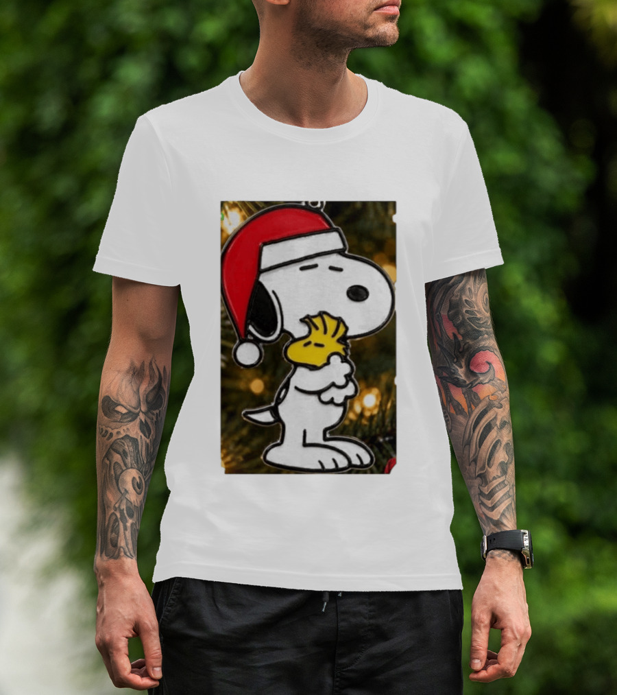 Snoopy Woodstock Christmas Hugging Best Holiday Gift Peanuts T-Shirt
