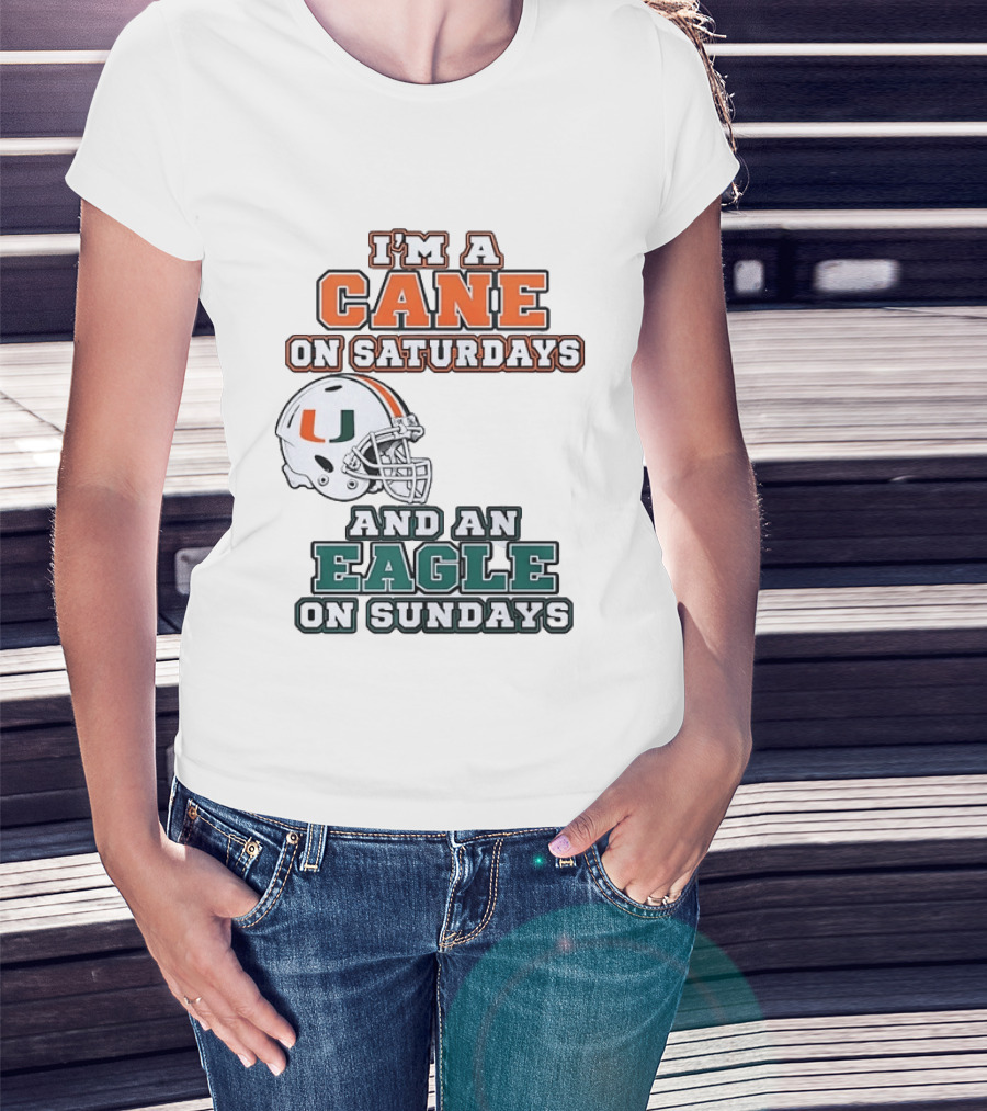I'm A Cane On Saturdays Miami Spirit And An Eagle On Sundays Philadelphia Pride Football T-Shirt