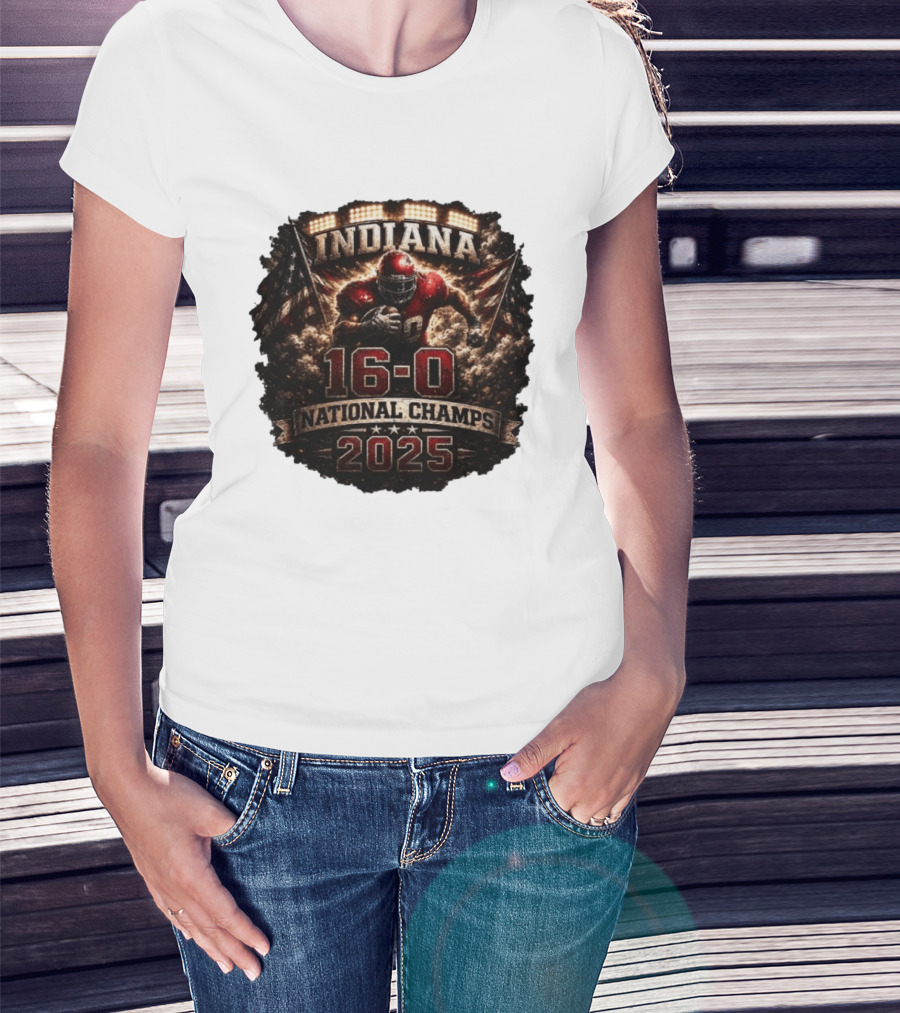 Indiana 16 0 National Champs 2025 Football Victory Celebration T-Shirt