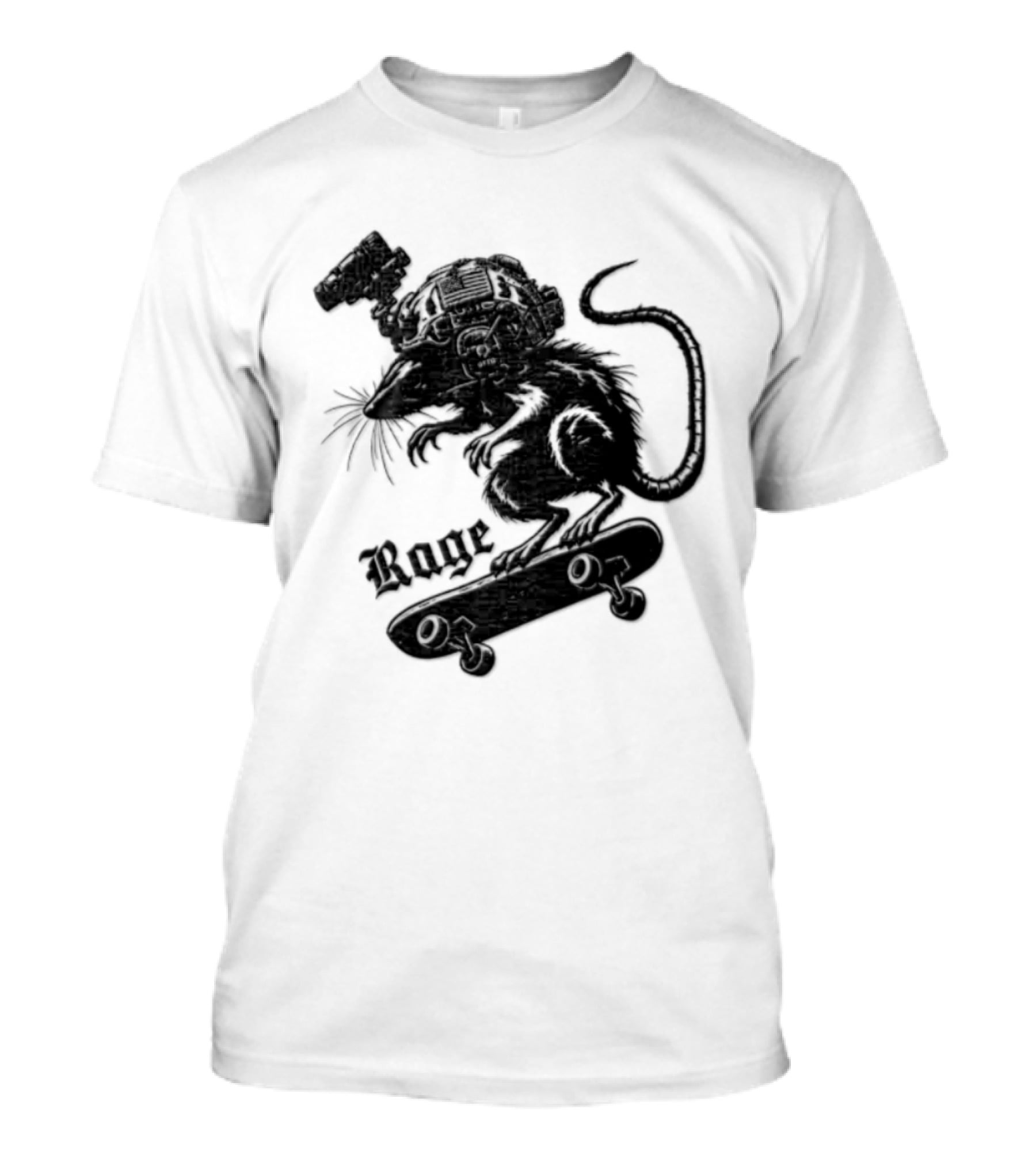 Skater Rat Tactical Helmet Night Vision Rage Skateboarding Adventure T-Shirt