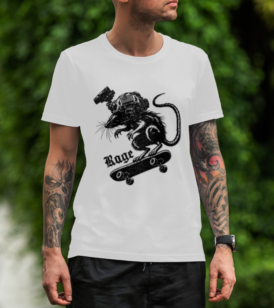 Skater Rat Tactical Helmet Night Vision Rage Skateboarding Adventure T-Shirt