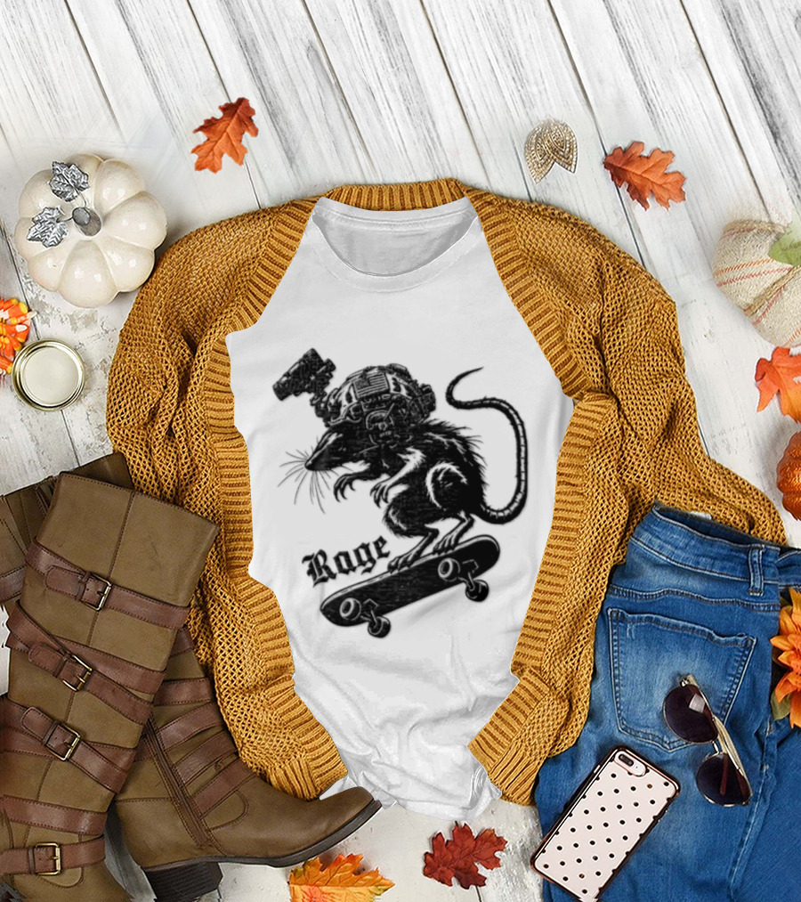 Skater Rat Tactical Helmet Night Vision Rage Skateboarding Adventure T-Shirt