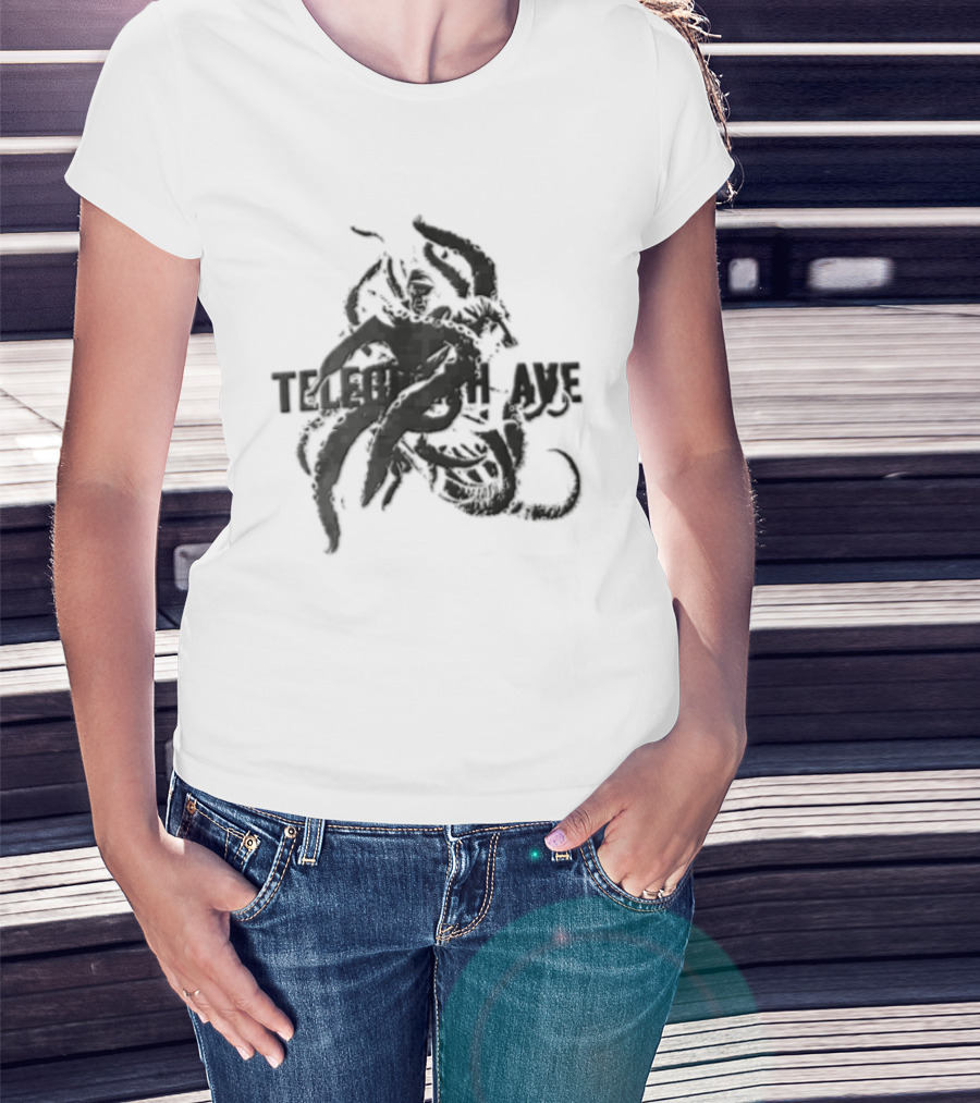 Telegraph Ave Giant Octopus Attacking Sailor Halftone T-Shirt