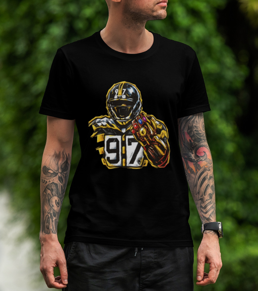 Cameron Heyward 97 Pittsburgh Steelers Infinity Gauntlet Marvel Football T-Shirt