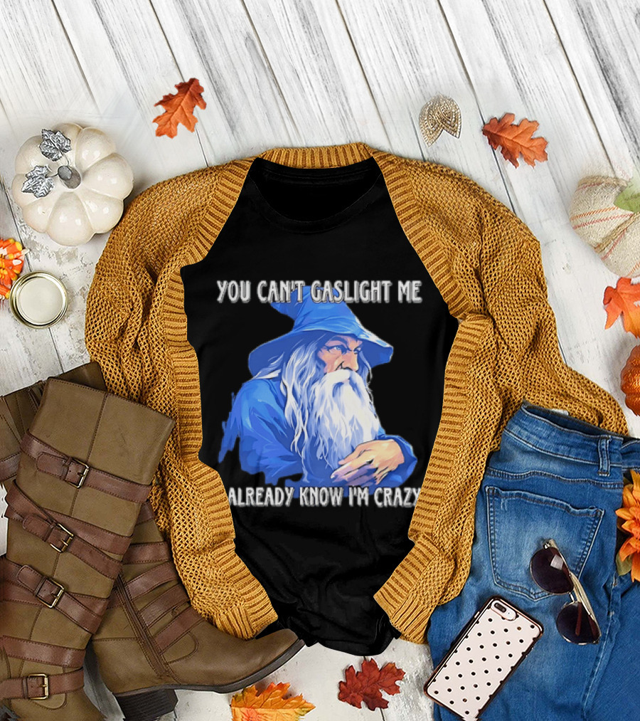 You Can't Gaslight Me I Already Know I'm Crazy Wizard Robe And Hat T-Shirt
