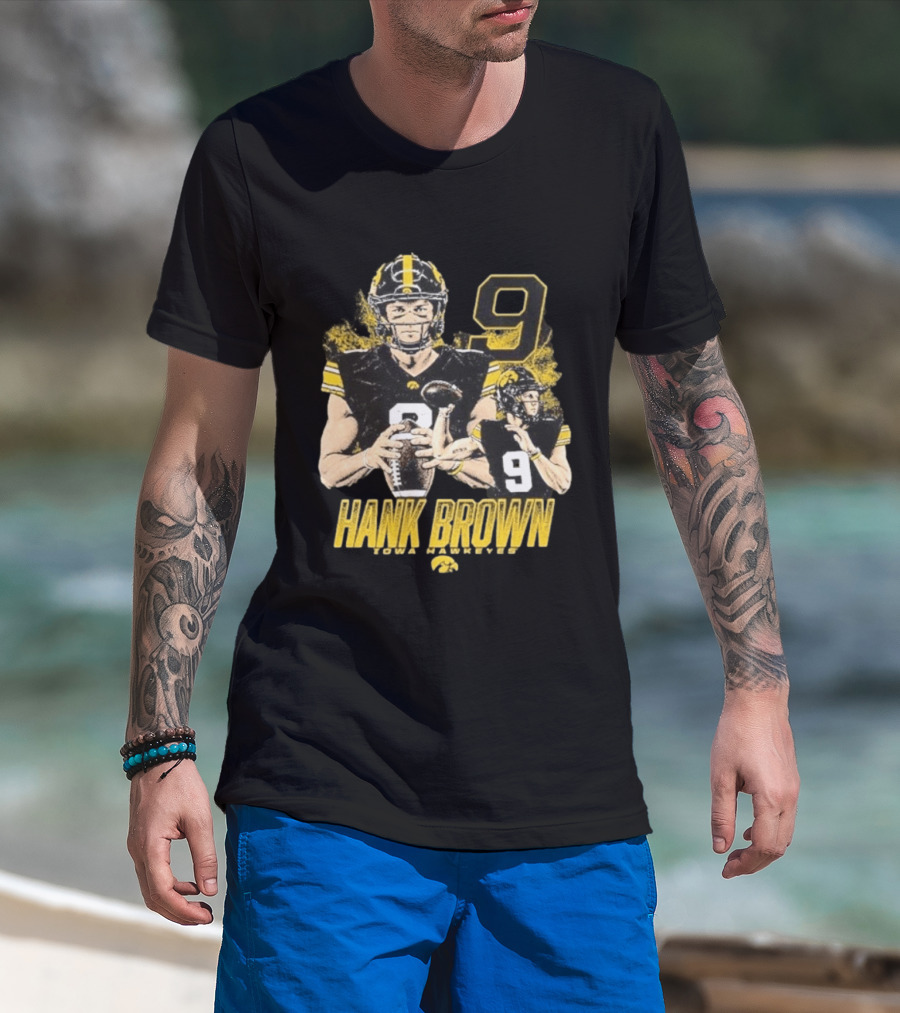 Hank Brown Iowa Hawkeyes Number 9 Football Player T-Shirt