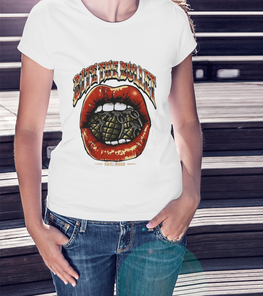 Bite The Bullet Grenade Lips Est 2026 Edgy T-Shirt