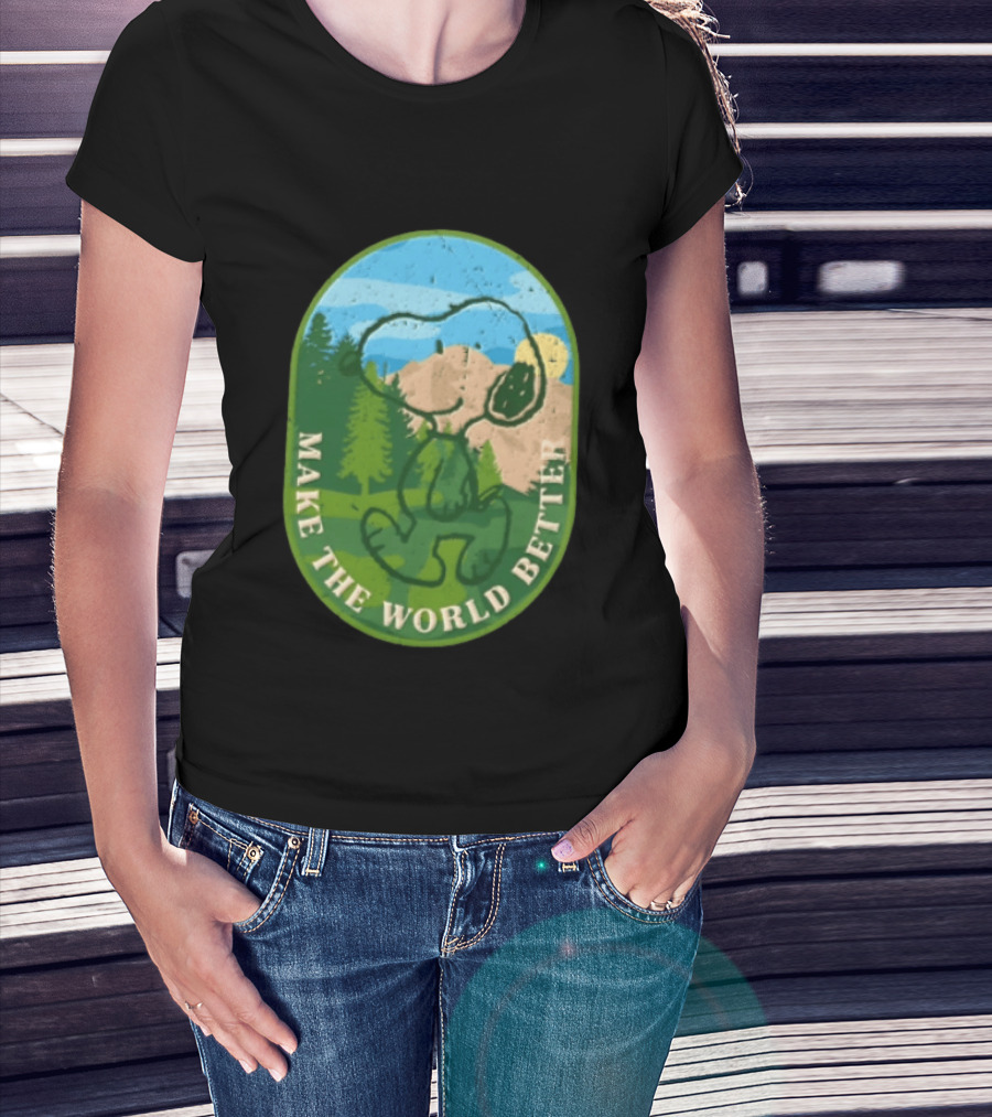 Snoopy Make The World Better Mountain Forest Retro Peanuts T-Shirt