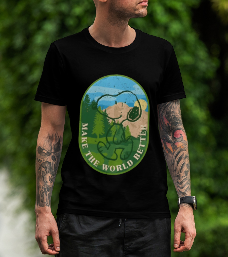 Snoopy Make The World Better Mountain Forest Retro Peanuts T-Shirt