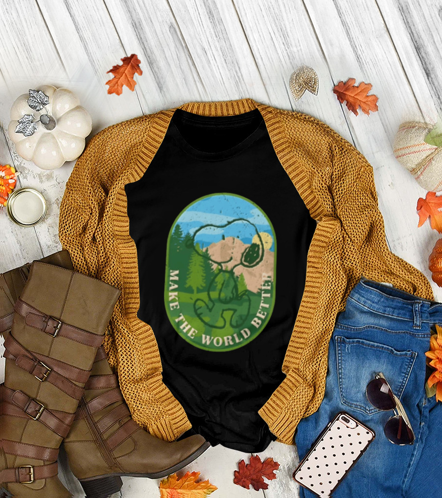 Snoopy Make The World Better Mountain Forest Retro Peanuts T-Shirt
