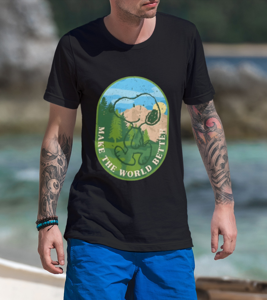 Snoopy Make The World Better Mountain Forest Retro Peanuts T-Shirt