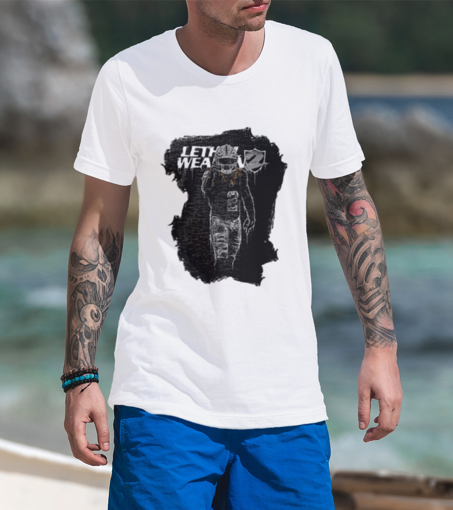 Las Vegas Raiders Davante Adams Lethal Weapon 17 Silver And Black Football T-Shirt