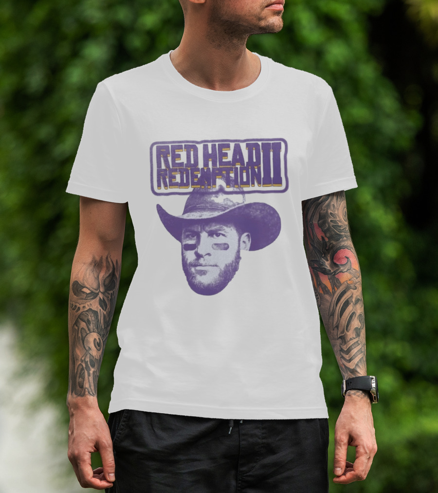 Carson Wentz Red Head Redemption II Cowboy Hat Face Paint T-Shirt