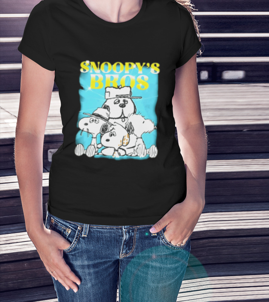 Snoopys Bros Cartoon Dogs Sparkles Blue Bootleg T-Shirt