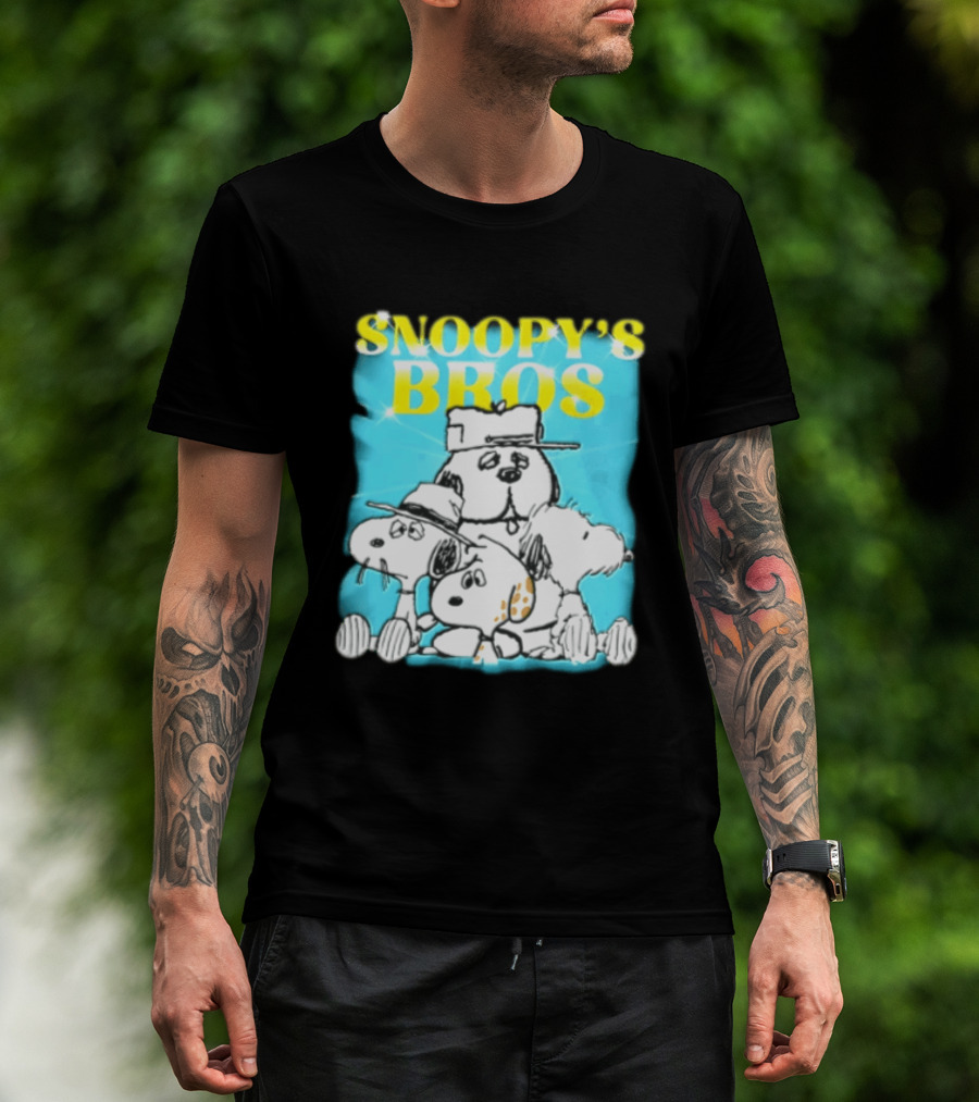 Snoopys Bros Cartoon Dogs Sparkles Blue Bootleg T-Shirt
