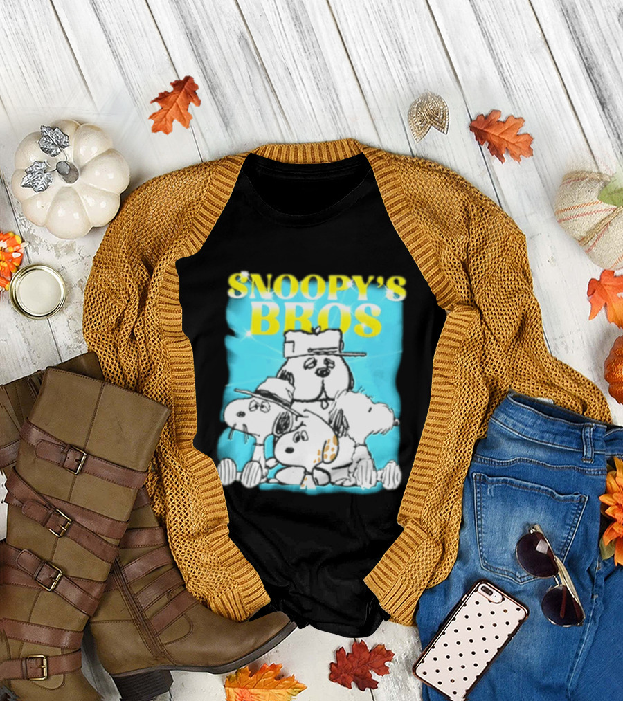 Snoopys Bros Cartoon Dogs Sparkles Blue Bootleg T-Shirt