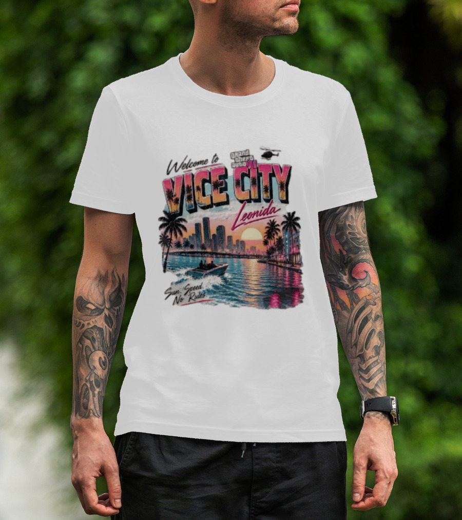 Welcome To Vice City GTA VI Sun Speed No Rules Leonida T-Shirt
