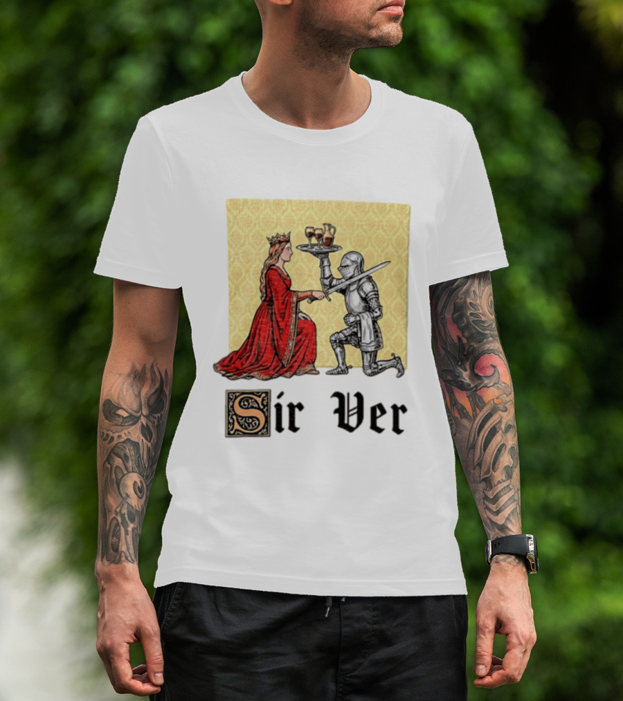 Sir Ver Knight Serving Wine To Queen Medieval Fantasy T-Shirt