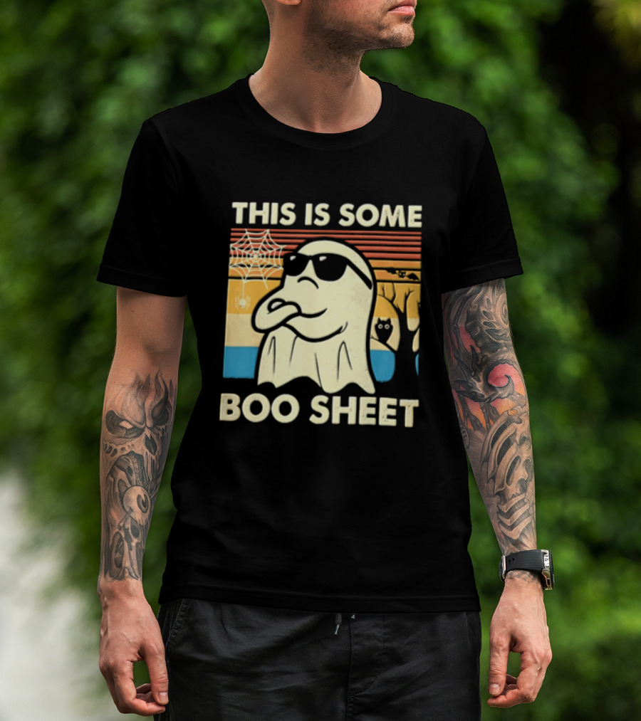 This Is Some Boo Sheet Sunset Ghost Sunglasses Tree T-Shirt