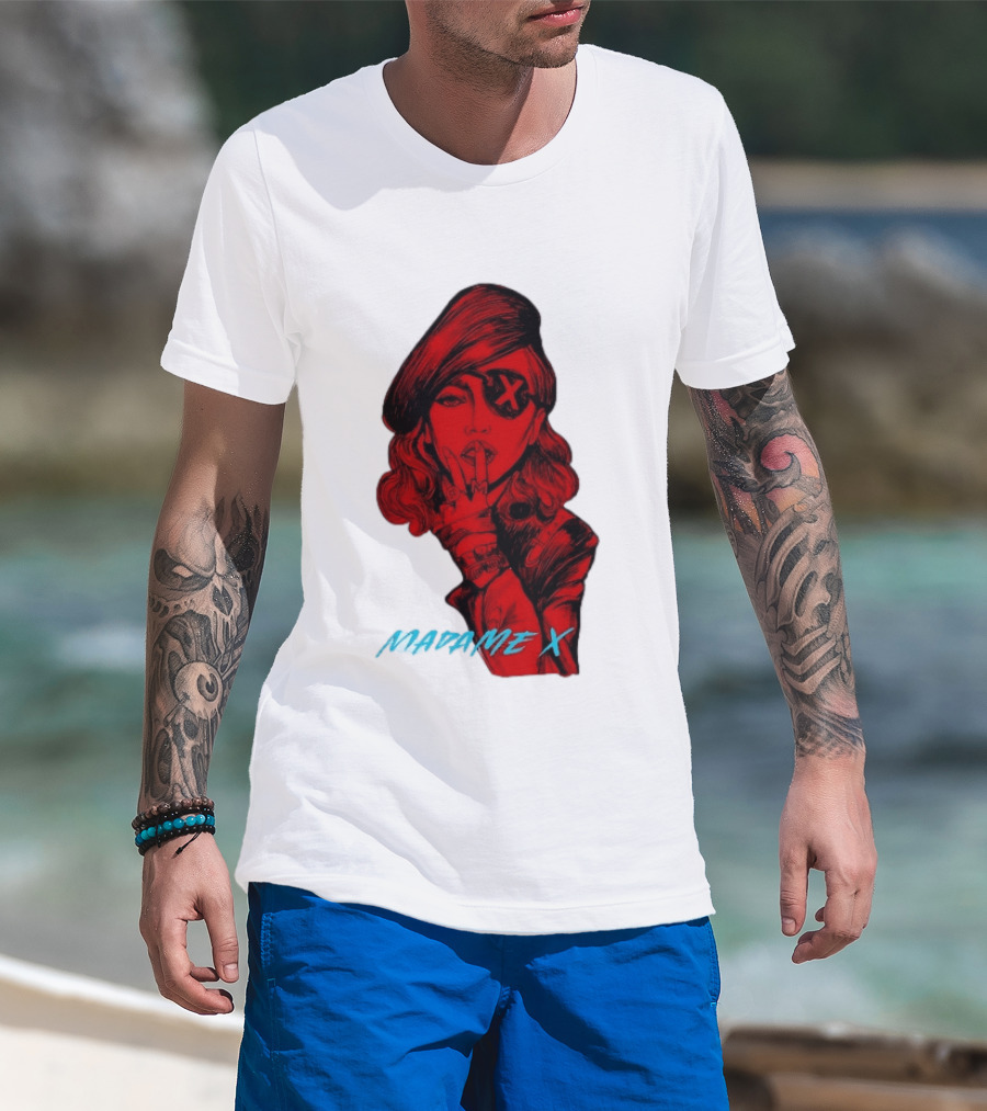 Madonna Madame X Beret Eye Patch Pop Music T-Shirt