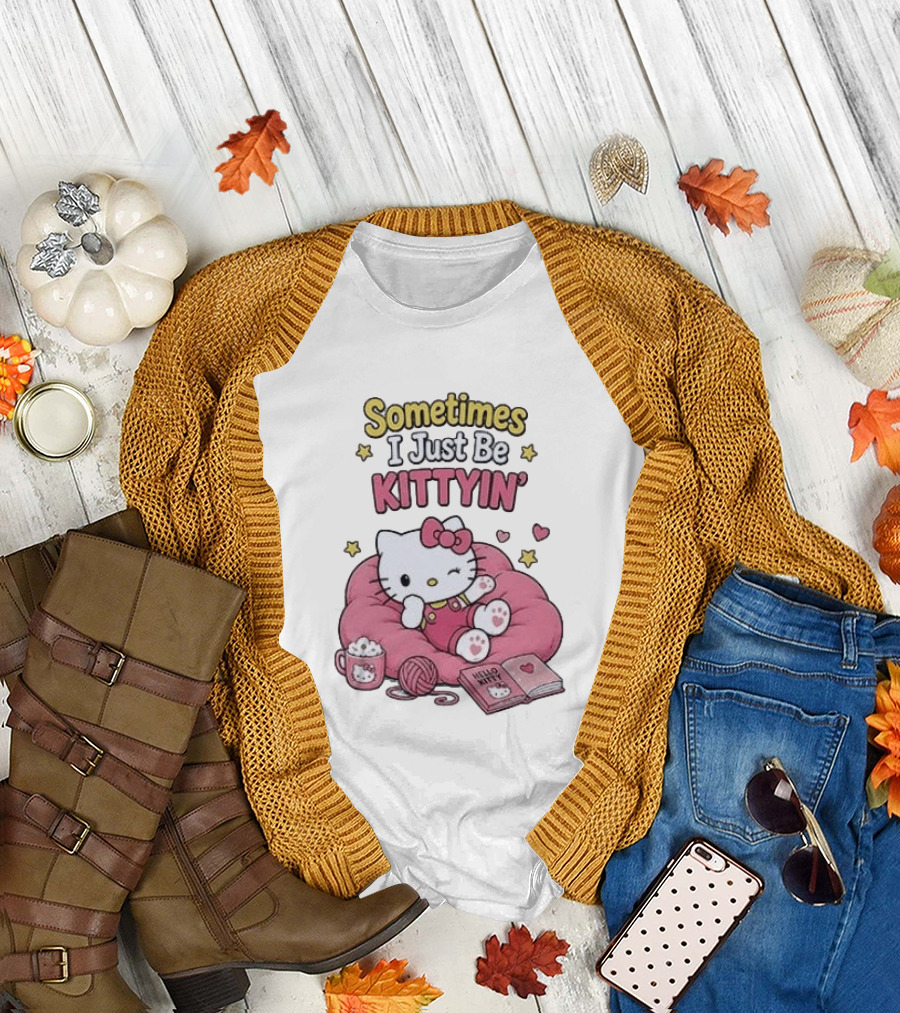 Hello Kitty Sometimes I Just Be Kittyin' Relaxing With Stars And Cozy T-Shirt