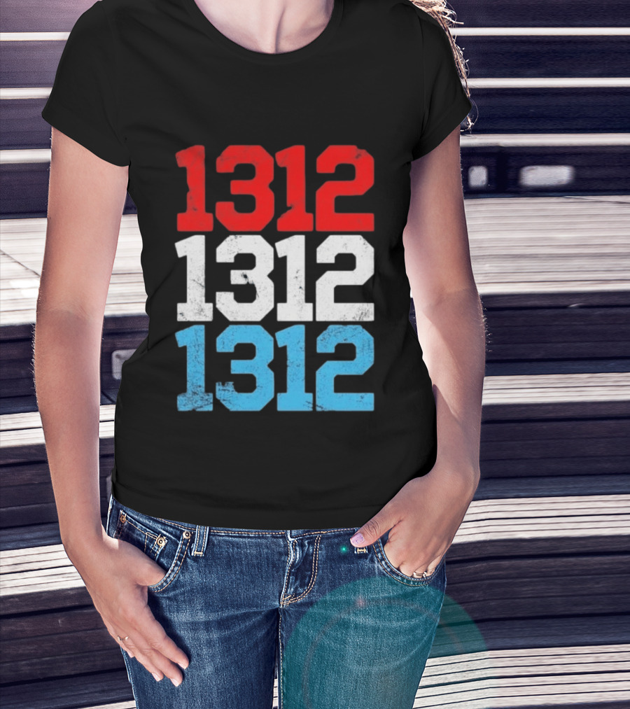 1312 ACAB Distressed Protest Red White Blue Stacked T-Shirt