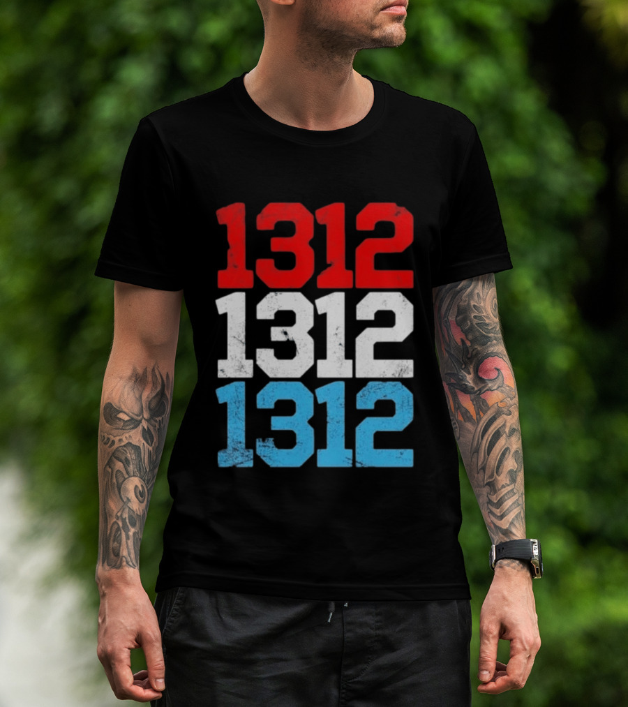1312 ACAB Distressed Protest Red White Blue Stacked T-Shirt