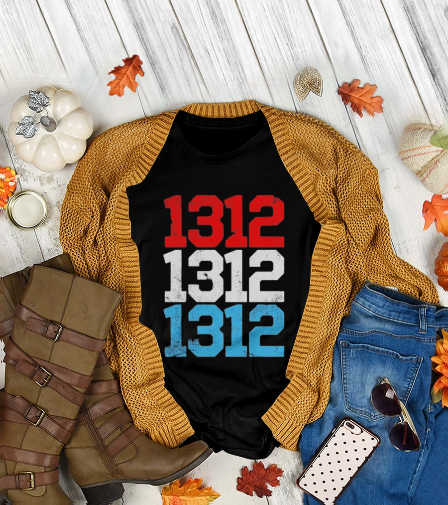 1312 ACAB Distressed Protest Red White Blue Stacked T-Shirt