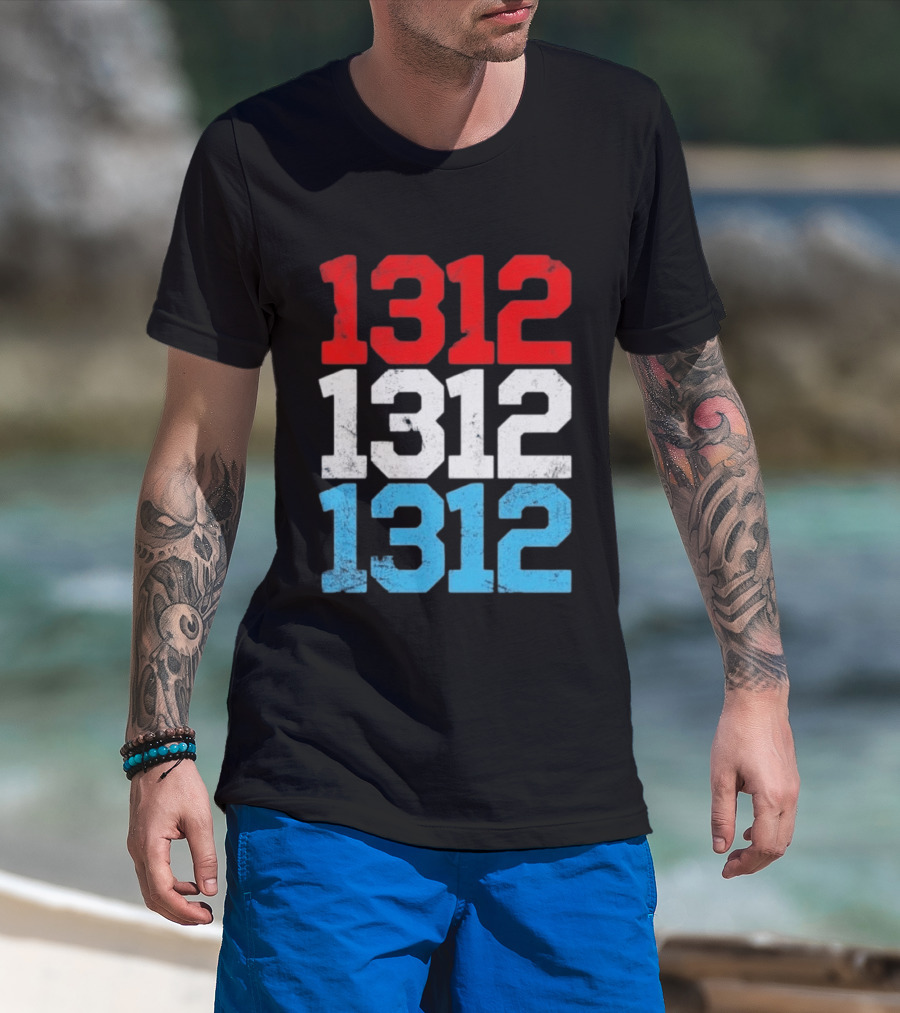 1312 ACAB Distressed Protest Red White Blue Stacked T-Shirt