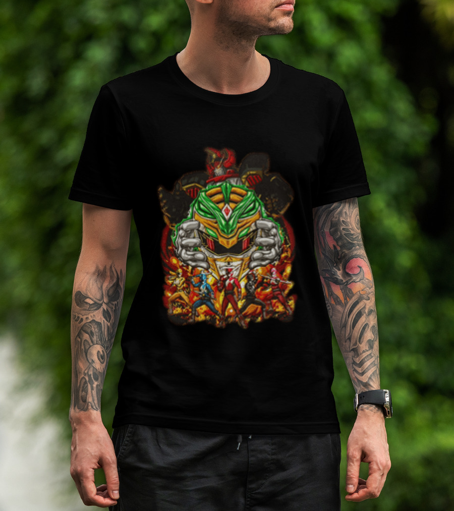 Mighty Morphin Power Rangers Green Ranger Red Ranger Megazord Characters T-Shirt