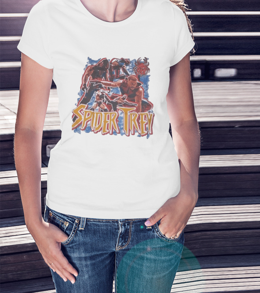 Spider Trey Wrestling Wrestler Sports Action Montage T-Shirt