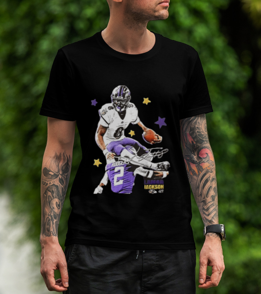 Lamar Jackson Baltimore Ravens Stars Rodgers 2 NFL T-Shirt
