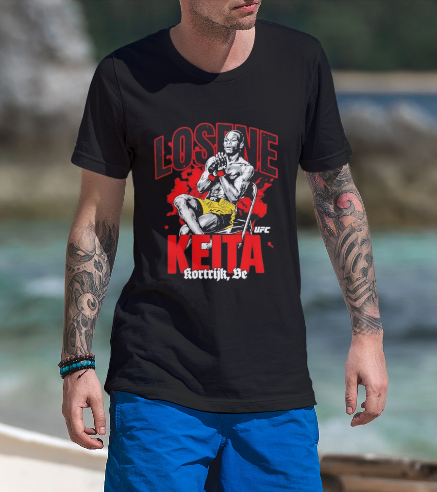 Losene Keita UFC Kortrijk Be MMA Fighter Pose In Bold Red And Yellow T-Shirt