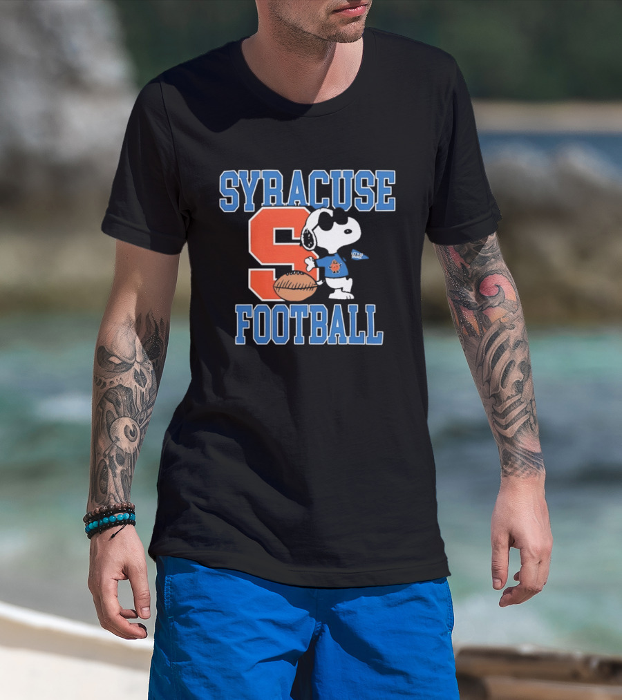 Snoopy Syracuse Football Let's Go Orange Fan Gear T-Shirt