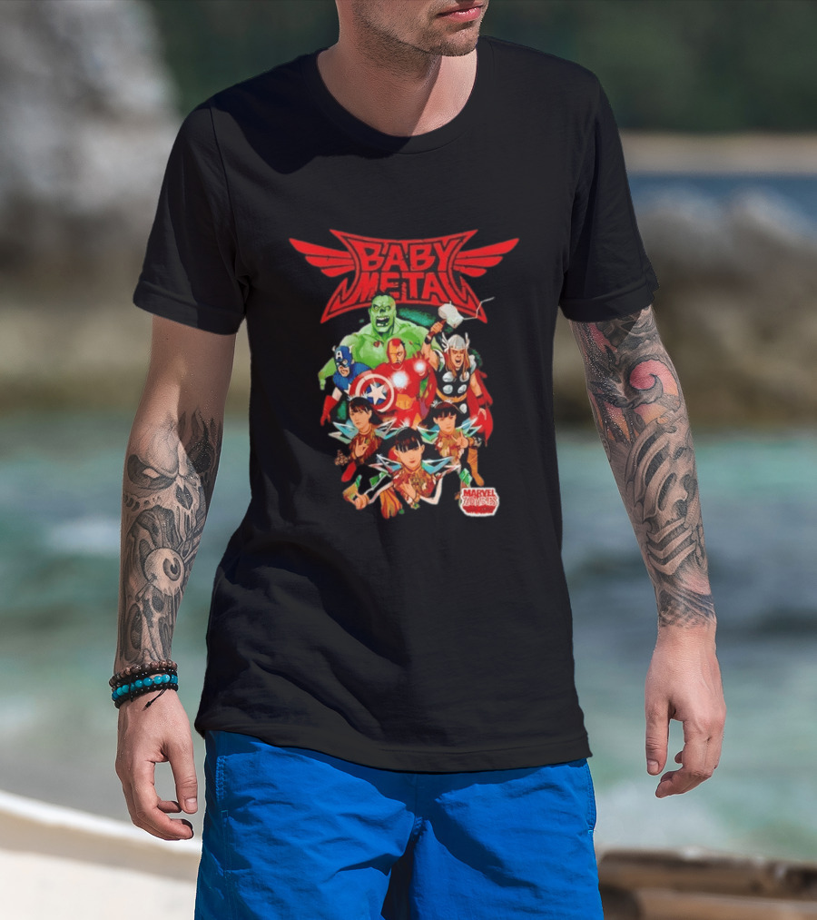 Babymetal X Marvel Zombies Avengers Collaboration May 2012 Heavy Metal T-Shirt