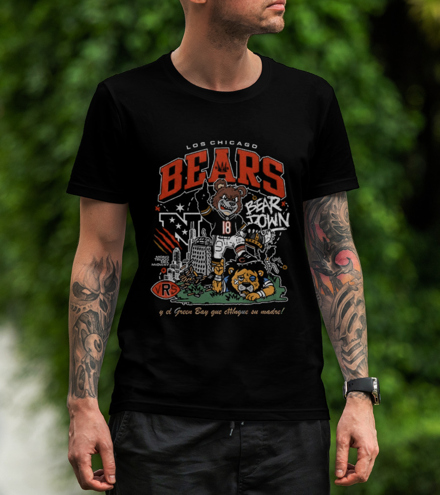 Los Chicago Bears Bear Down Beat Vikings Lions Green Bay Que Chinguen Su Madre T-Shirt
