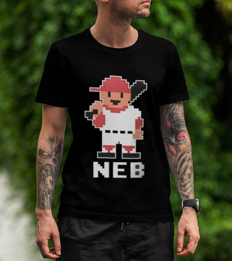 Nebraska Cornhuskers 8 Bit Baseball Player NEB T-Shirt
