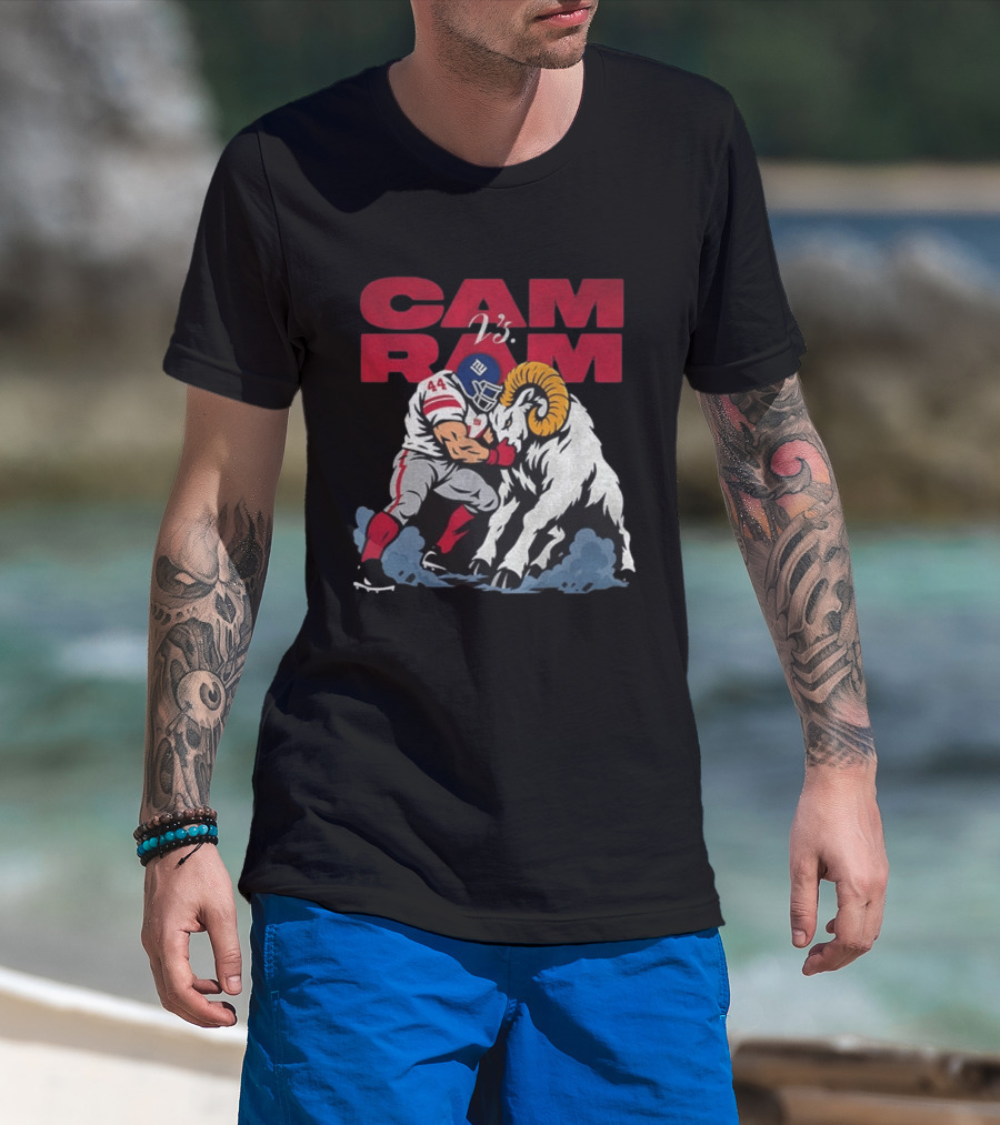 New York Giants Vs Rams Cam Ram Football Clash T-Shirt