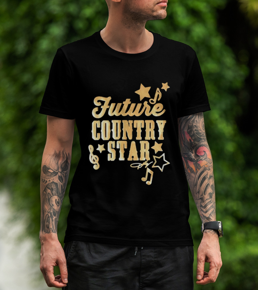 Future Country Star Musician Singer Golden Notes And Stars T-Shirt