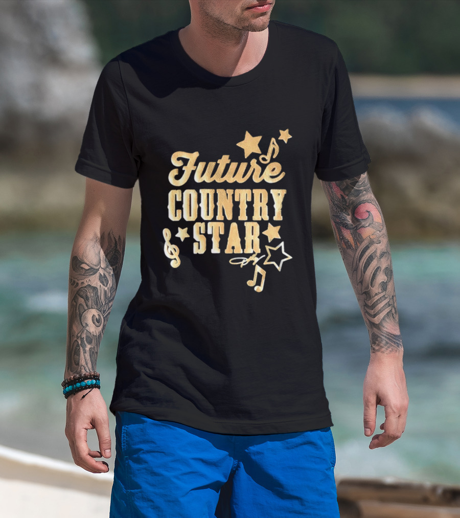 Future Country Star Musician Singer Golden Notes And Stars T-Shirt